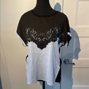 NWT Powder Blue and Black Linen and Cotton blend Short Sleeve T-Shirt